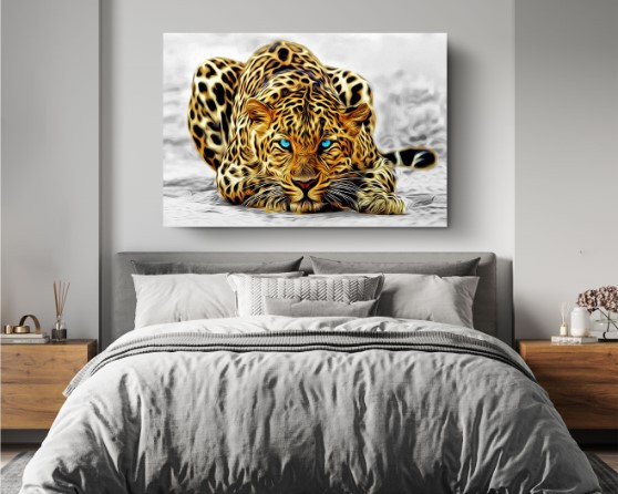 Super Leopard Colorized Wild Animal Art Canvas Print Wall Art