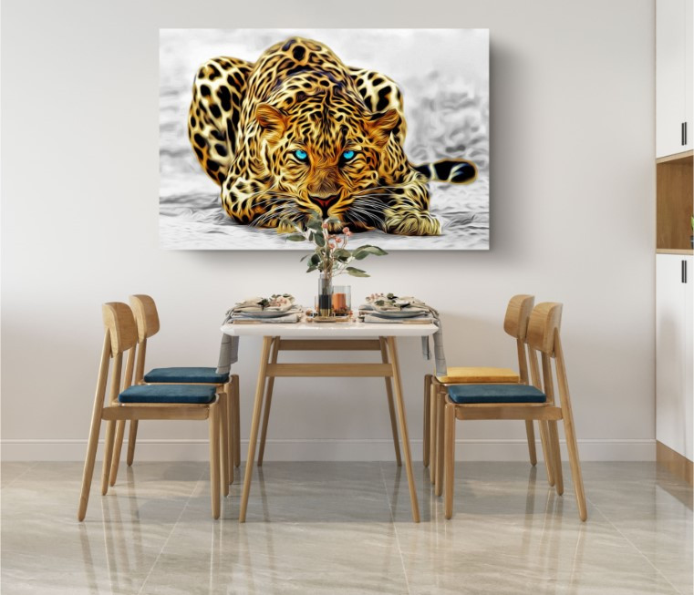 Super Leopard Colorized Wild Animal Art Canvas Print Wall Art