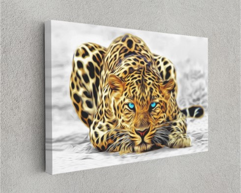 Super Leopard Colorized Wild Animal Art Canvas Print Wall Art