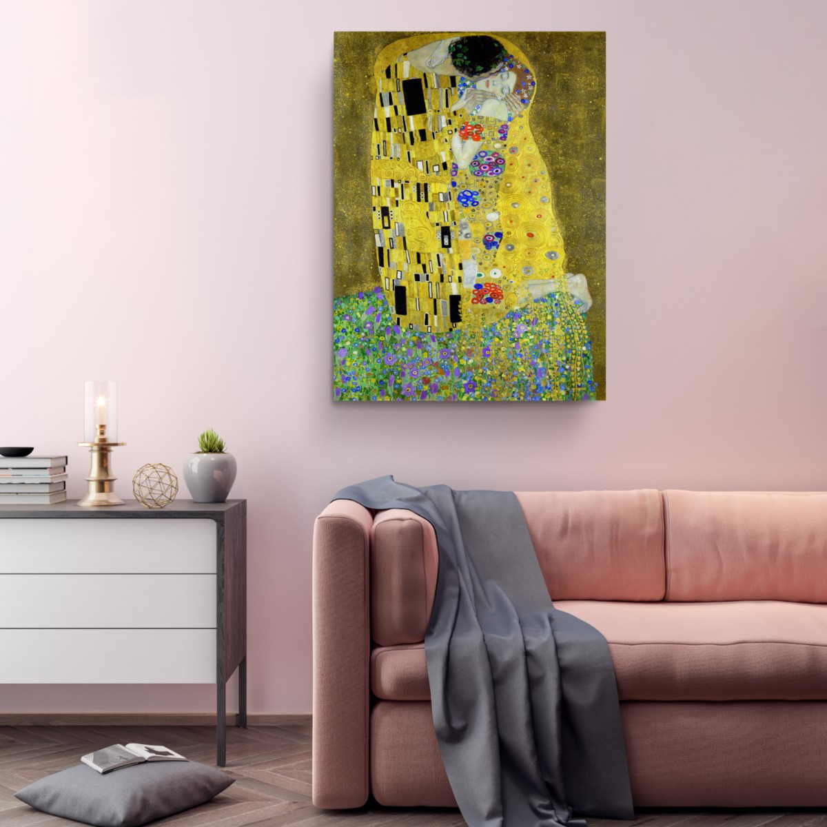 The Kiss 1908 Gustav Klimt Reproduction Canvas Print Wall Art
