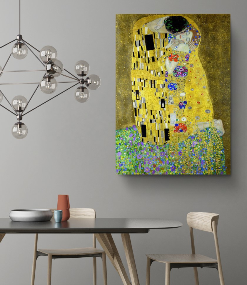 The Kiss 1908 Gustav Klimt Reproduction Canvas Print Wall Art