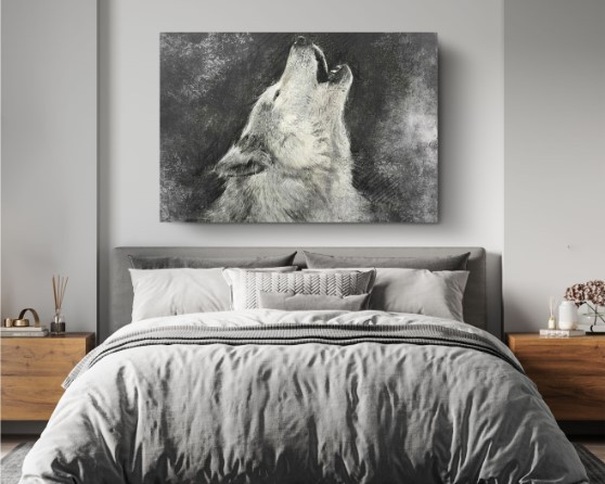 Wolf On Grey Winter Wild Animals Canvas Print Wall Art