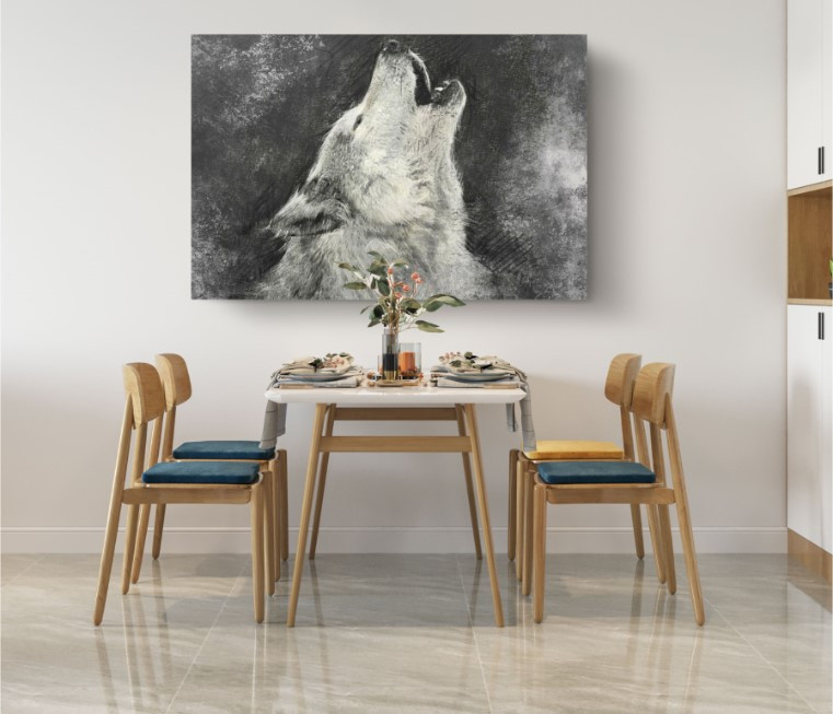 Wolf On Grey Winter Wild Animals Canvas Print Wall Art