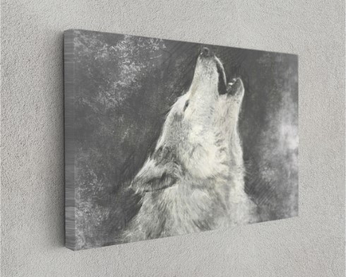 Wolf On Grey Winter Wild Animals Canvas Print Wall Art