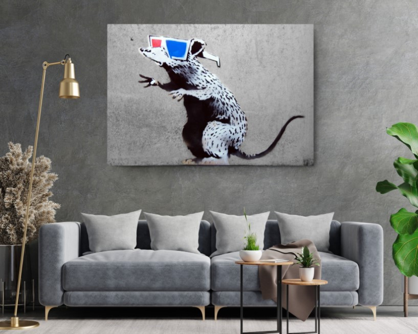 Cool Rat Mouse Banksy Graffiti Canvas Wall Art  Painting Art Canvas Wall