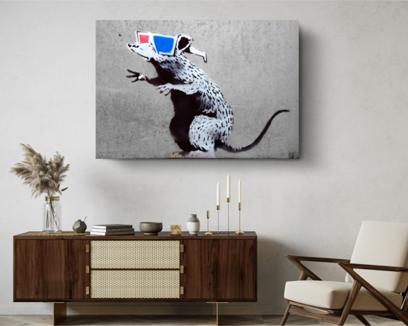 Cool Rat Mouse Banksy Graffiti Canvas Wall Art  Painting Art Canvas Wall