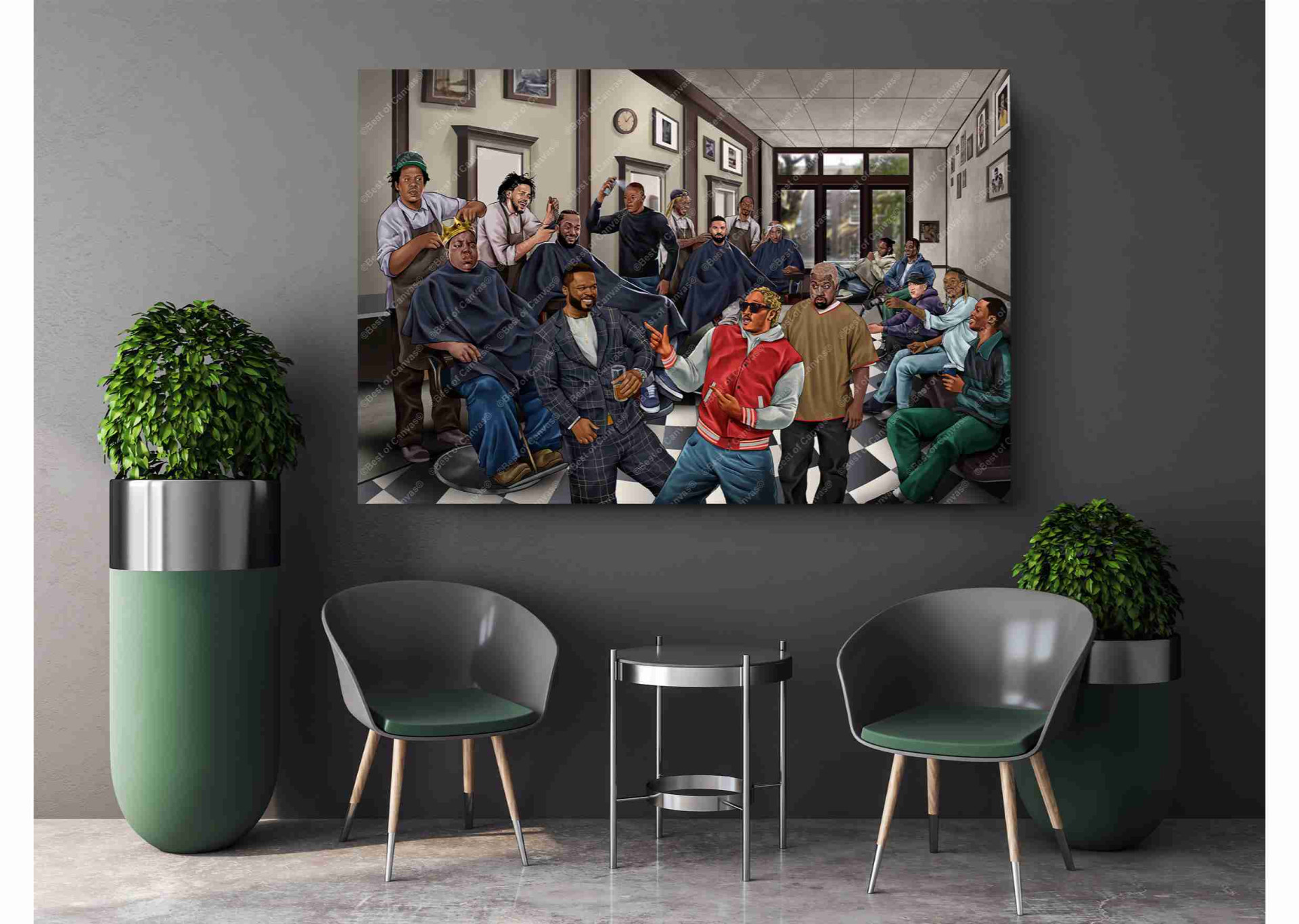 Barber Shop Rapper Artists Rap Hip Hop Music Canvas Print Wall Art
