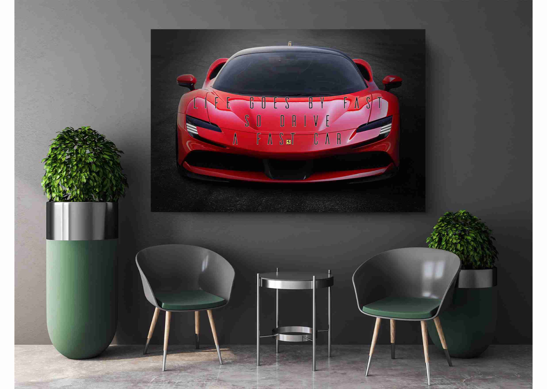 Life Goes By Fast Red Sport Car Canvas Print Wall Art