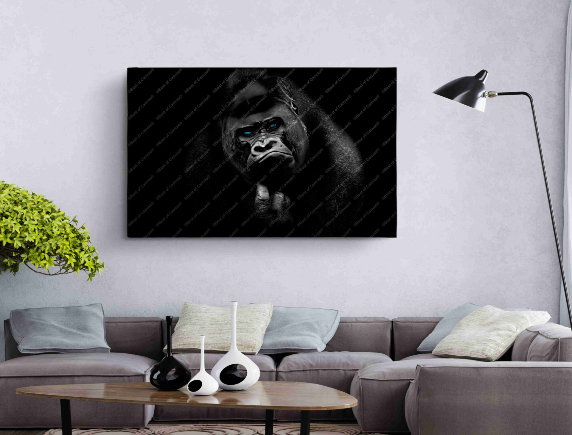 Headshot King Gorilla Animal Art Canvas Print Wall Art