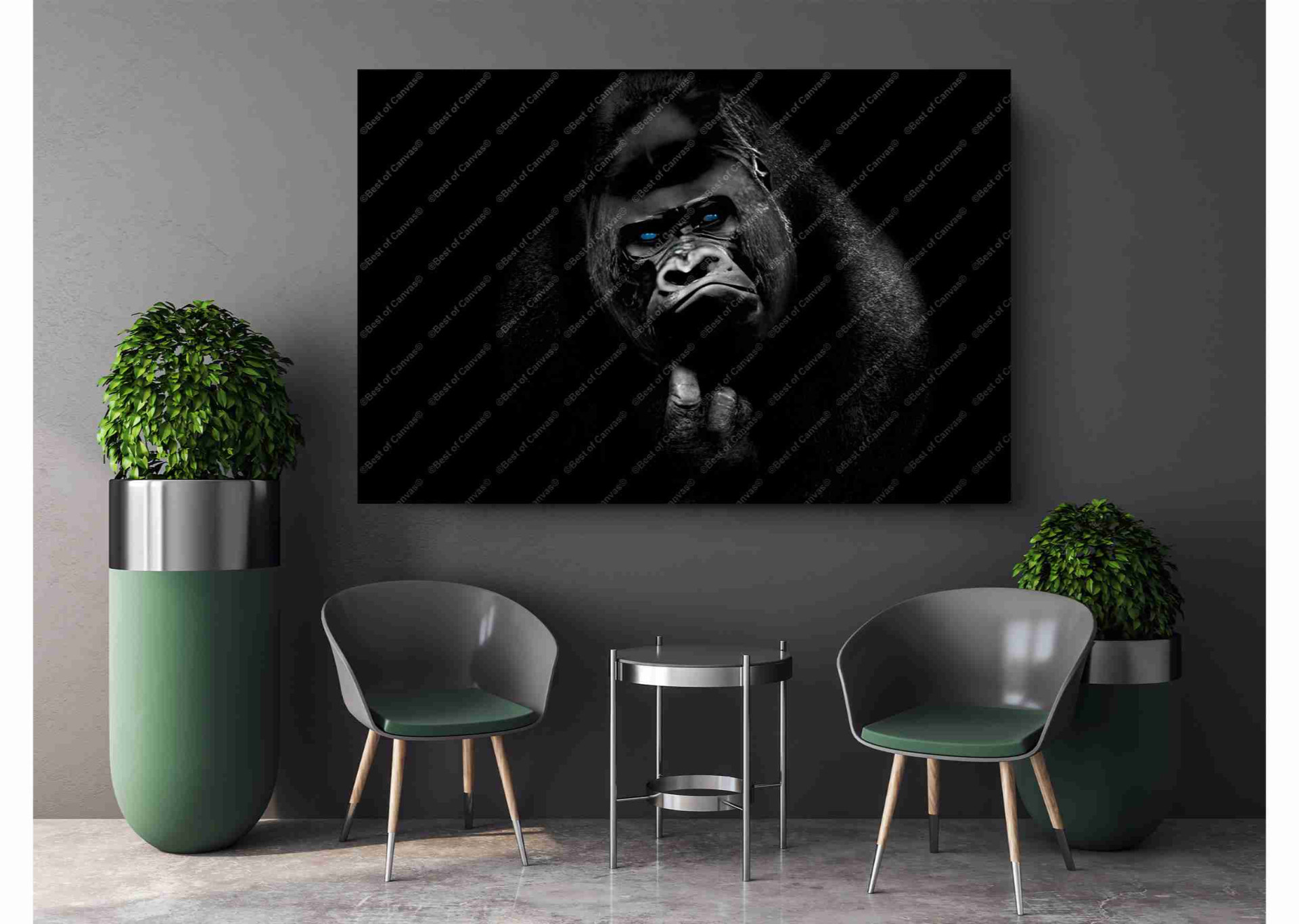 Headshot King Gorilla Animal Art Canvas Print Wall Art