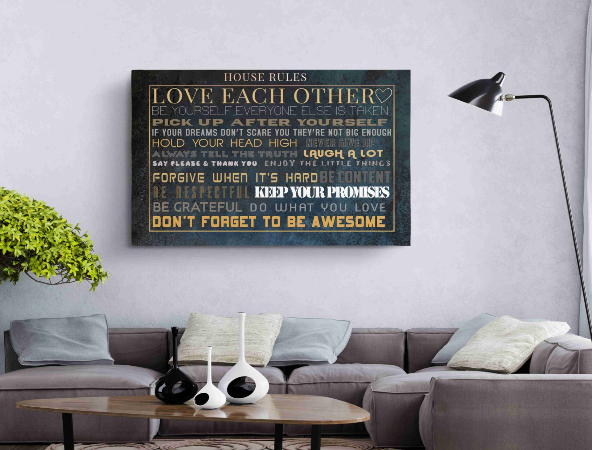 House Rules Family Rules Home Canvas Print Wall Art