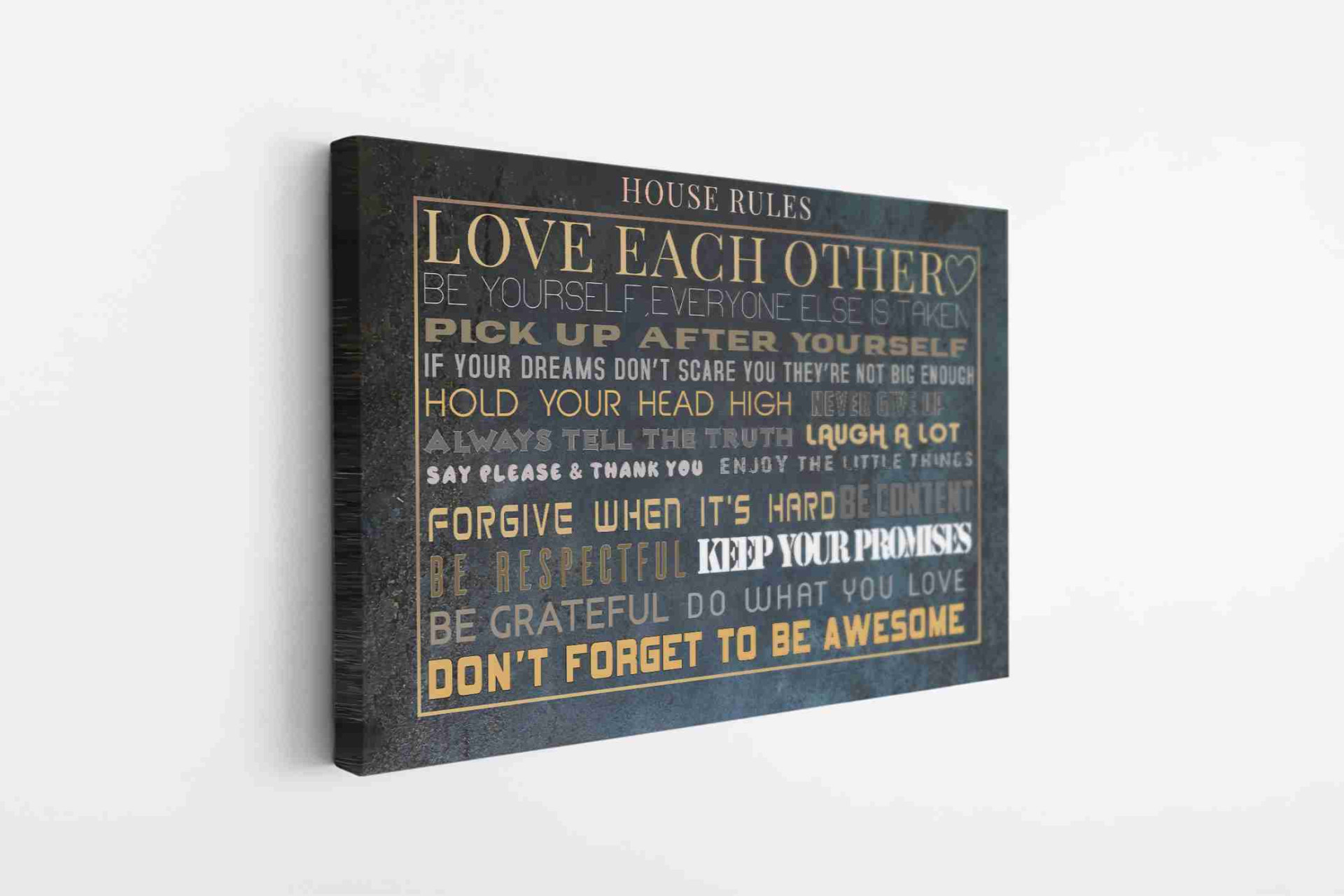 House Rules Family Rules Home Canvas Print Wall Art