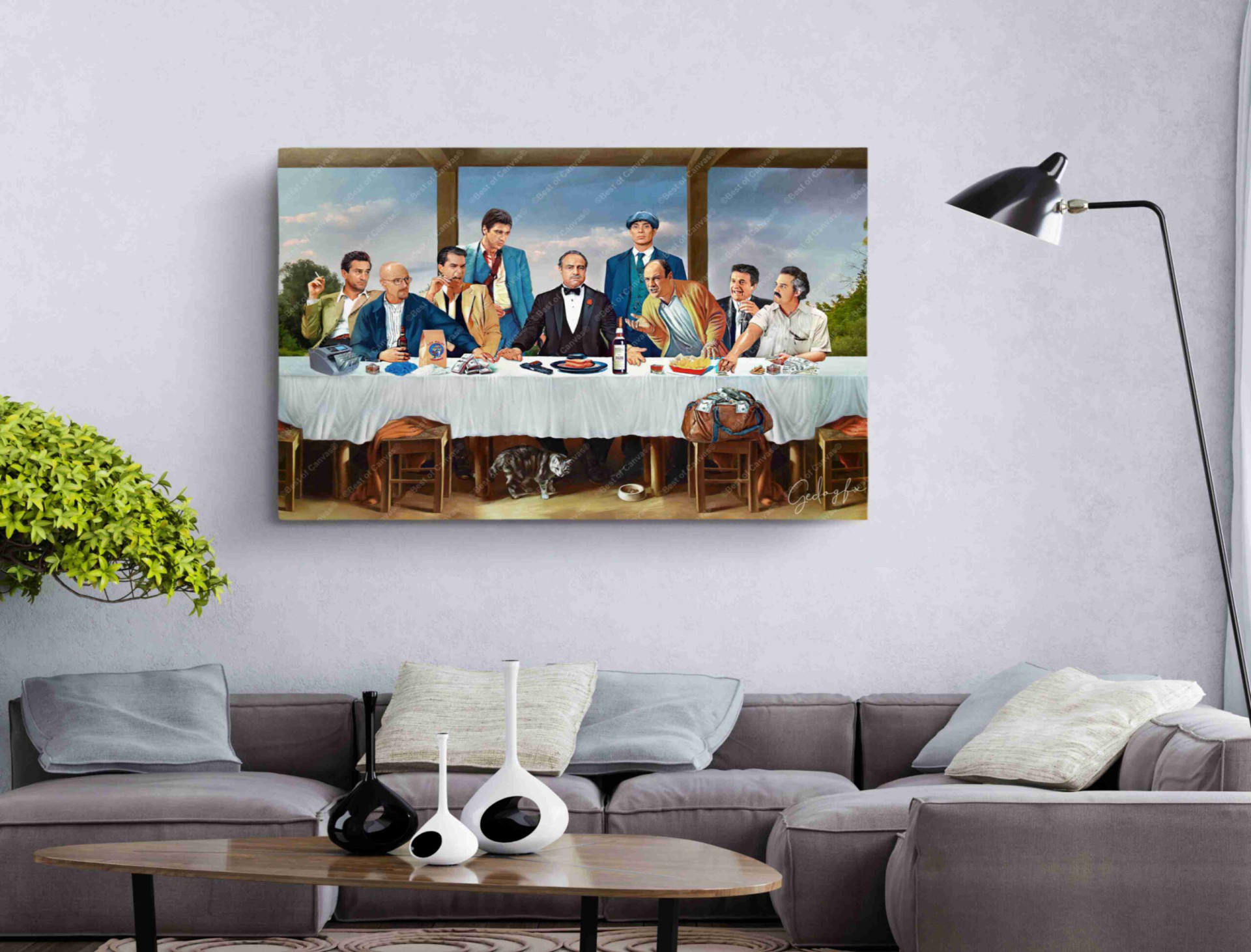 Mafia Characters Last Supper Artists Hollywood Canvas Print Wall Art