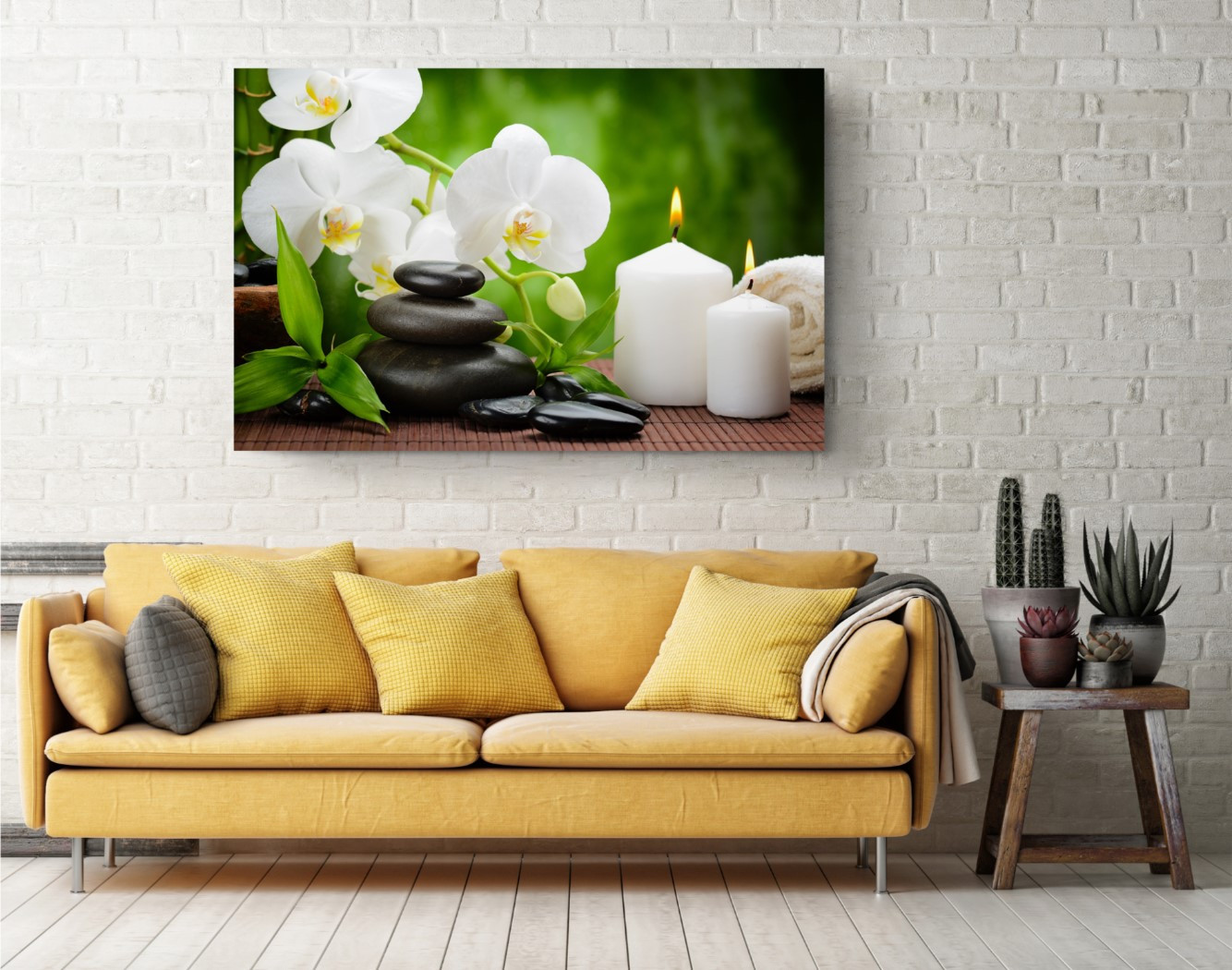 Massage Hot Stones Effect Wall Art Canvas Print