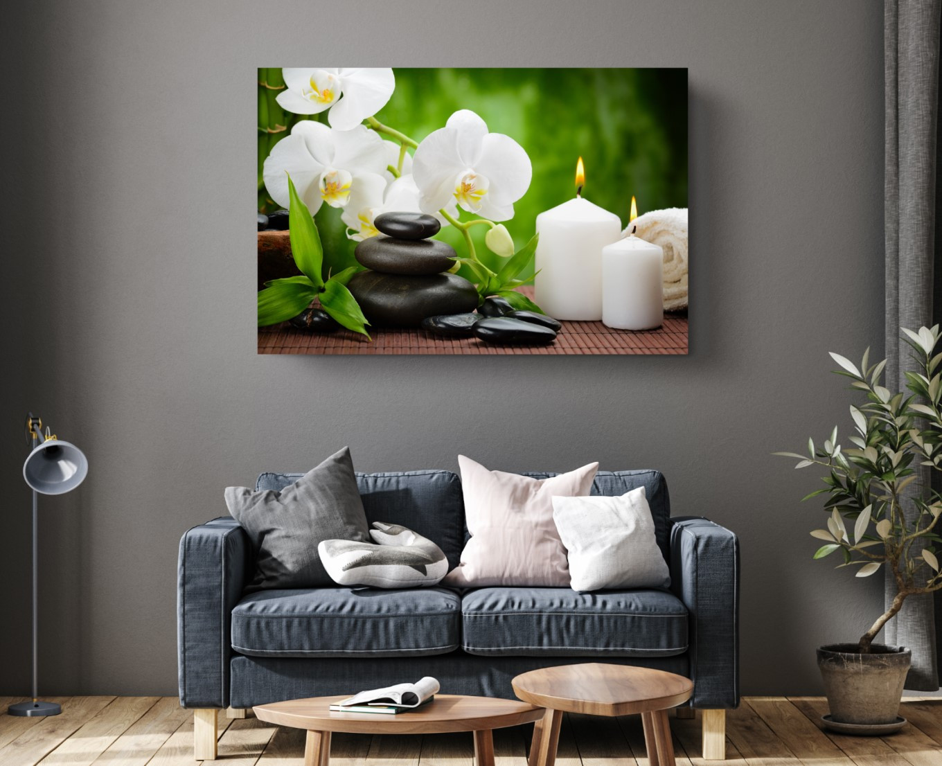 Massage Hot Stones Effect Wall Art Canvas Print