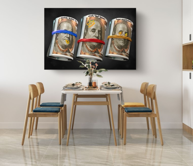 Money Stack Canvas Print Wall Money Art Home Decoration