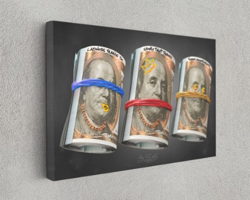 Money Stack Canvas Print Wall Money Art Home Decoration