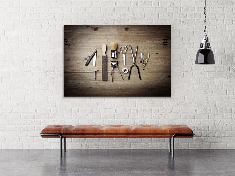 Vintage Equipment Of Barber Shop Canvas Print Wall Art