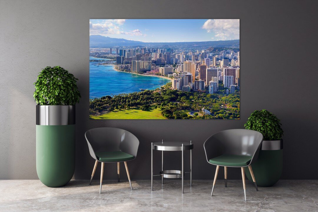 Honolulu City Oahu Hawaii Downtown Skyline Canvas Prints