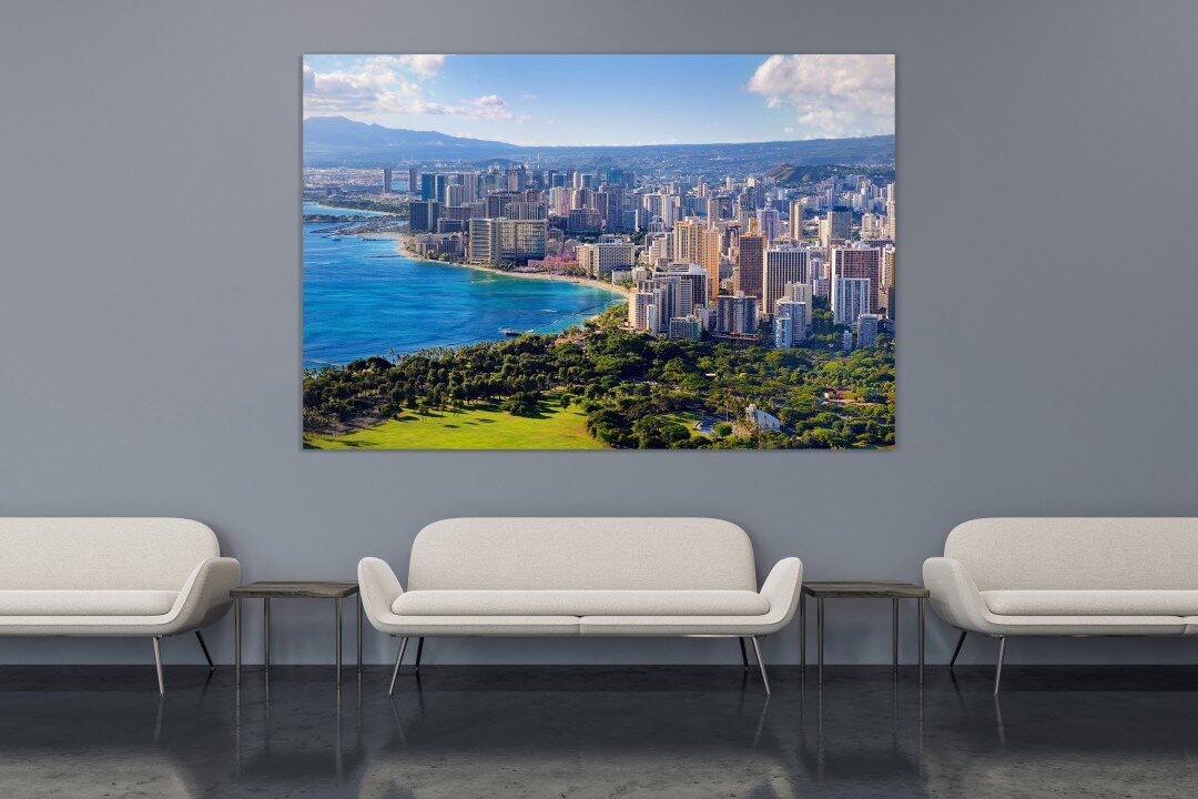 Honolulu City Oahu Hawaii Downtown Skyline Canvas Prints