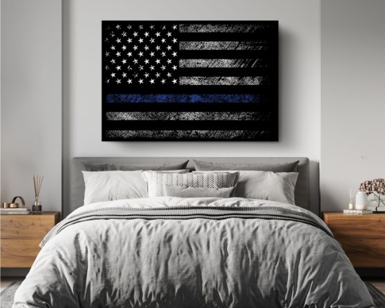 USA Flag Black Blue Law Enforcements US Special Edition Canvas Wall Art