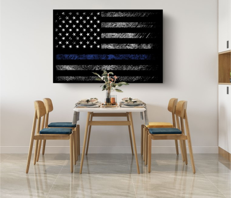 USA Flag Black Blue Law Enforcements US Special Edition Canvas Wall Art