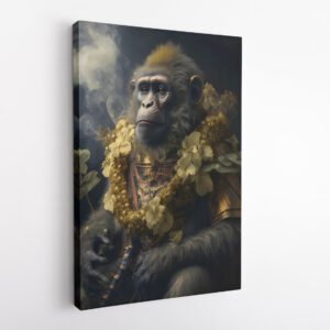 Warrior Monkey with Flowers Animal Kingdom Motivation Canvas Wall Art