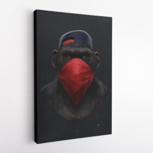 Rebel Monkey with Face Bandana Motivation Canvas Wall Art
