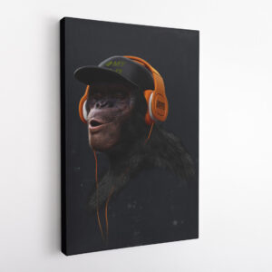 Swag Monkey with Headphones Motivation Canvas Wall Art