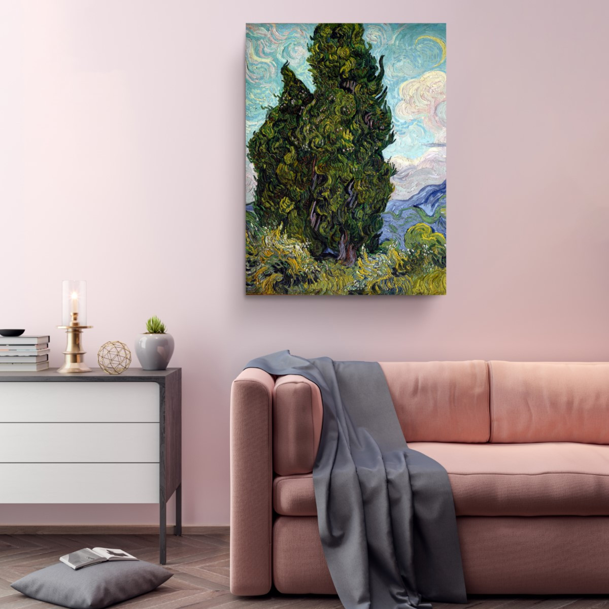 Cypresses Reproduction Canvas Print Wall Art Van Gogh