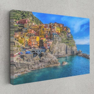 Manarola Town Colorful Houses in Italy Wall City Canvas Print Wall Art