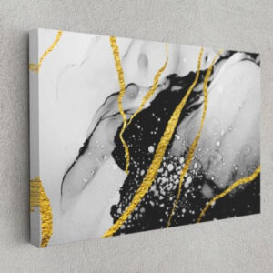 Marble Canvas Modern Art Black Gold Stone Canvas Print Wall Art