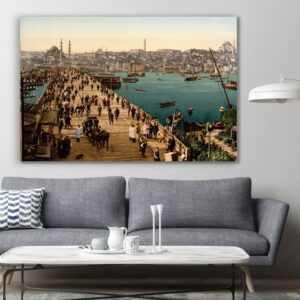 Vintage Ottoman 1800's Istanbul Canvas Galata Bridge Canvas Print