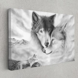 Love Of Wolves In Cold Winter Animal Canvas Print Wall Art