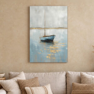 Abstract Sailboat Blue Canvas Wall Art