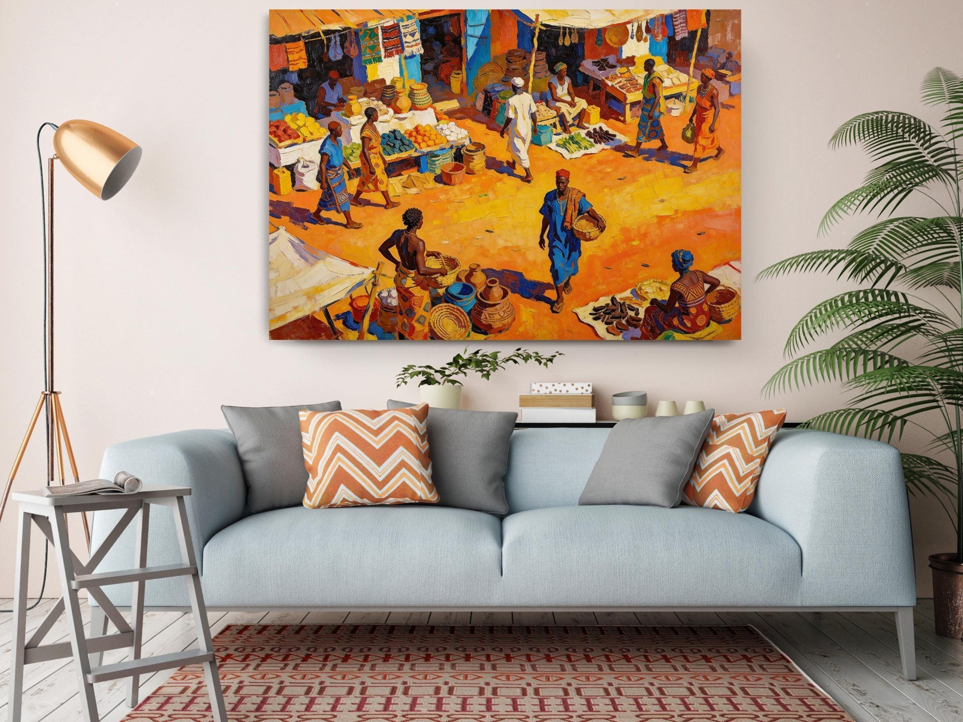 African Market Life Canvas Wall Art