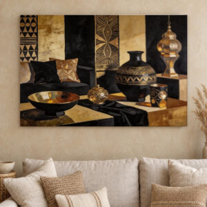 African Pottery Still Life Canvas Wall Art