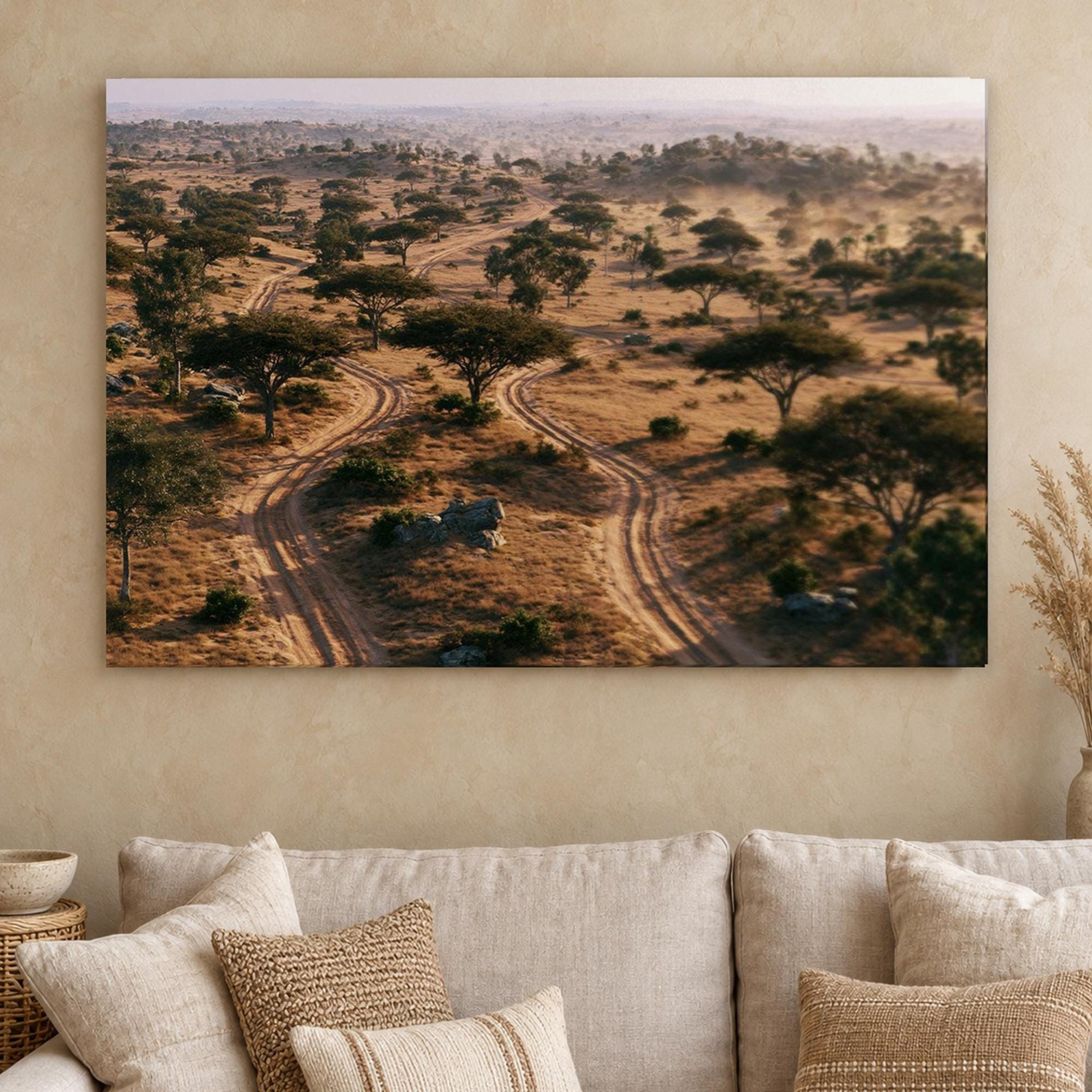 African Savanna Aerial Canvas Wall Art