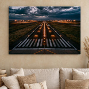 Airport Runway at Dusk Canvas Wall Art
