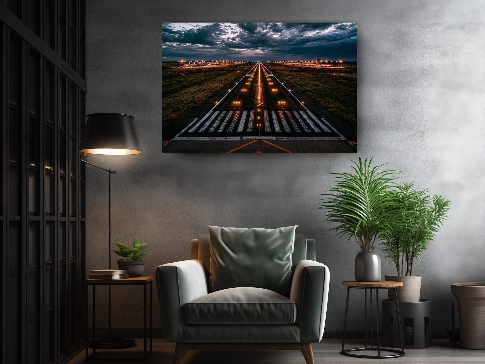 Airport Runway at Dusk Canvas Wall Art