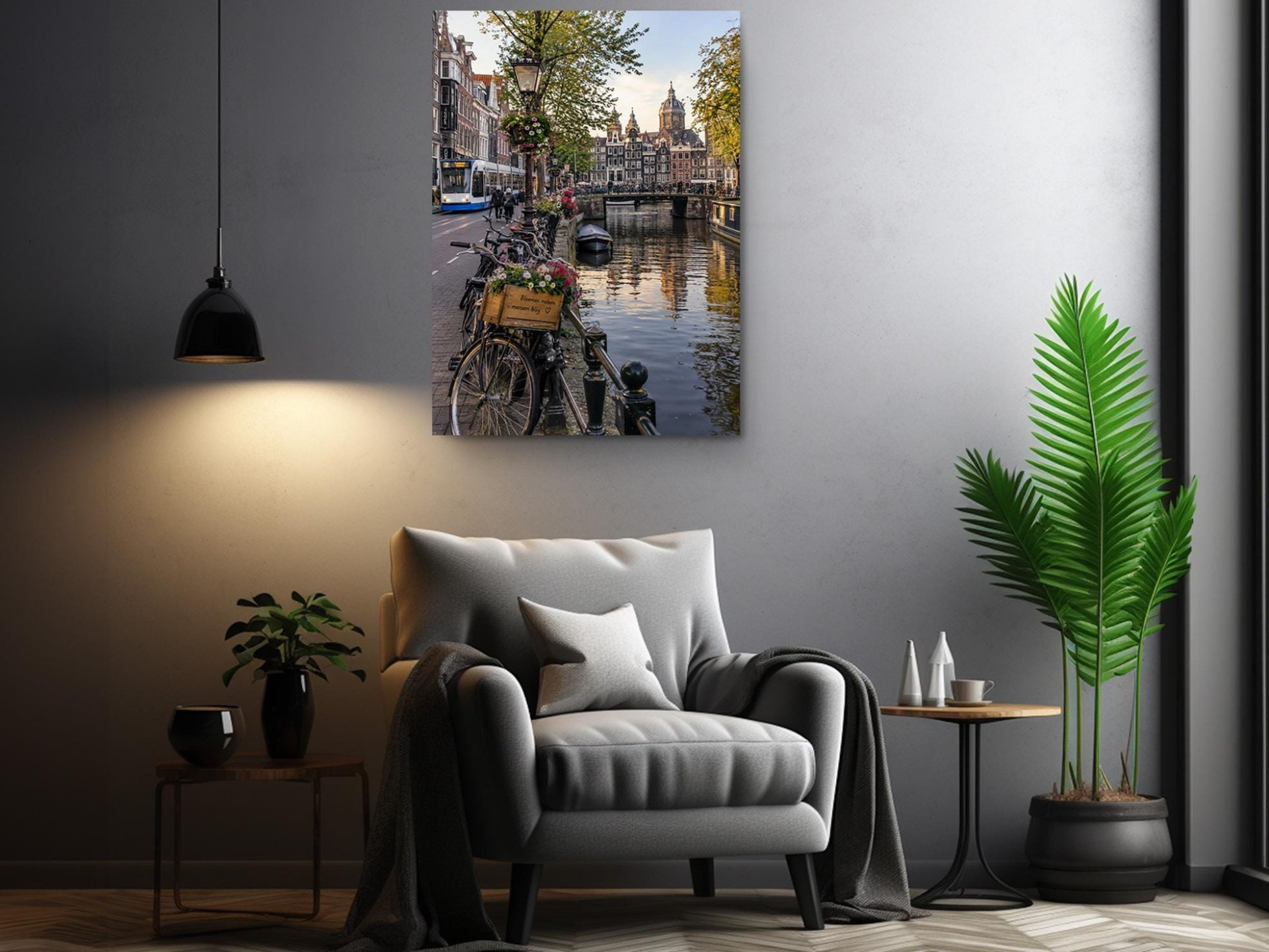 Amsterdam Canal Bicycles Canvas Wall Art