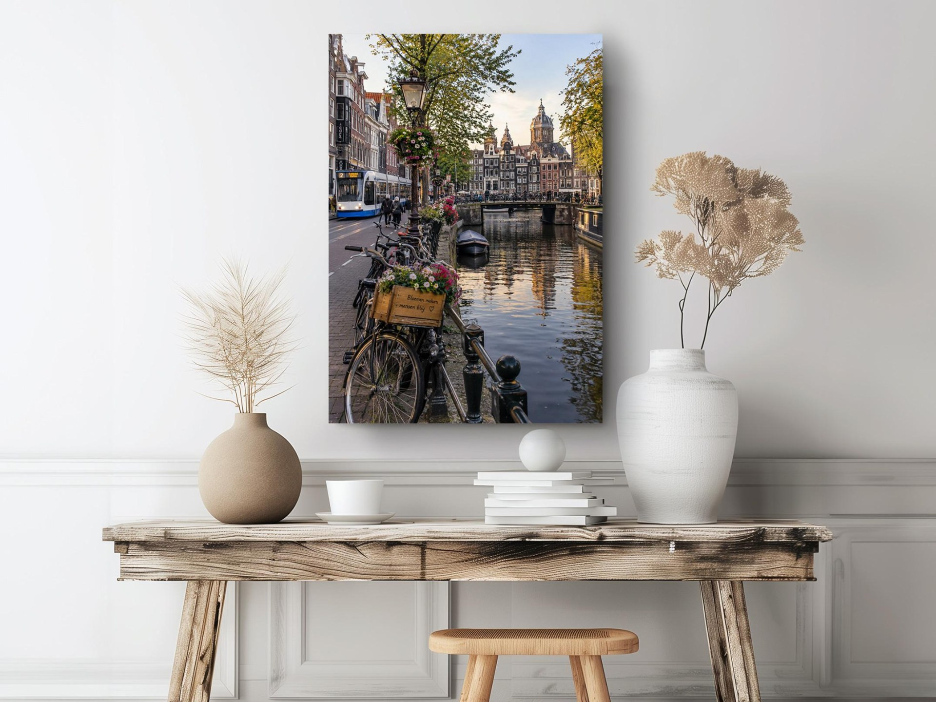 Amsterdam Canal Bicycles Canvas Wall Art