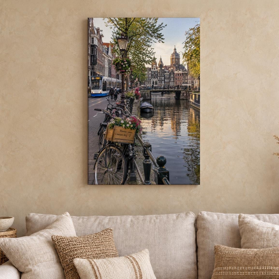 Amsterdam Canal Bicycles Canvas Wall Art