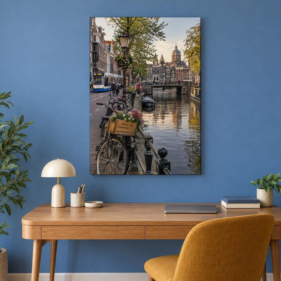 Amsterdam Canal Bicycles Canvas Wall Art