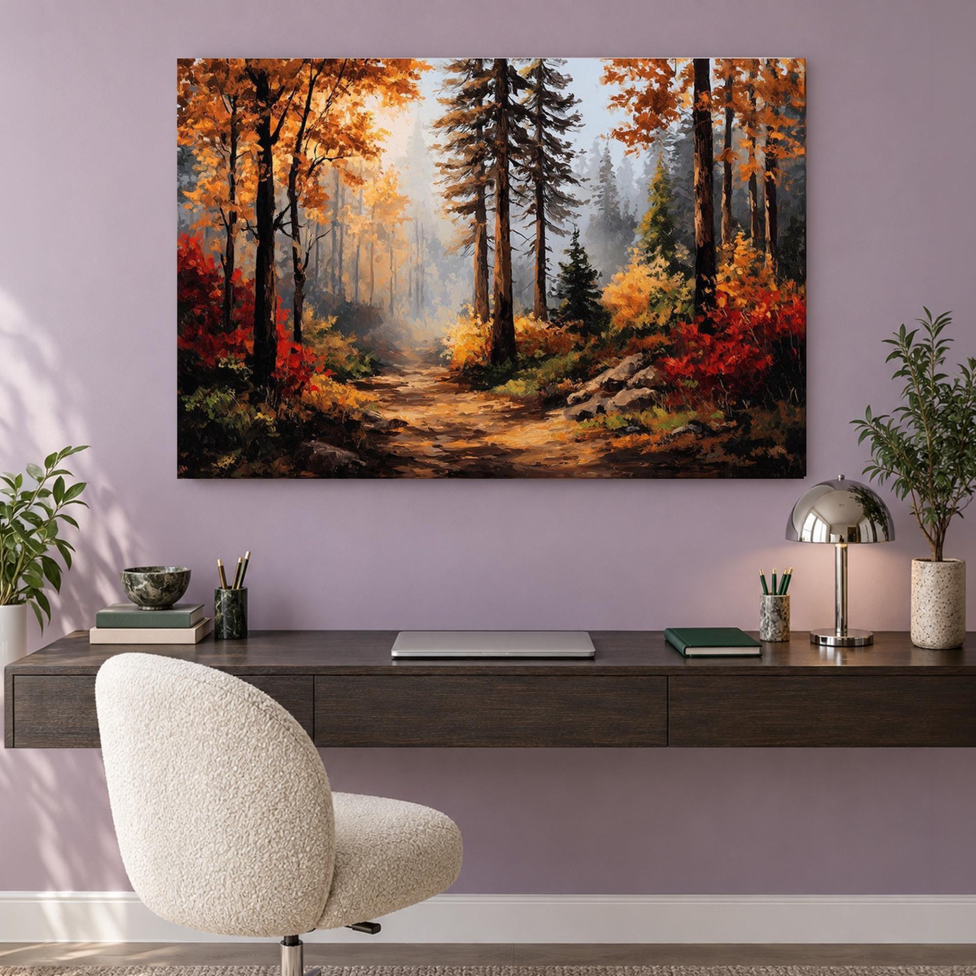 Autumn Forest Path Canvas Wall Art