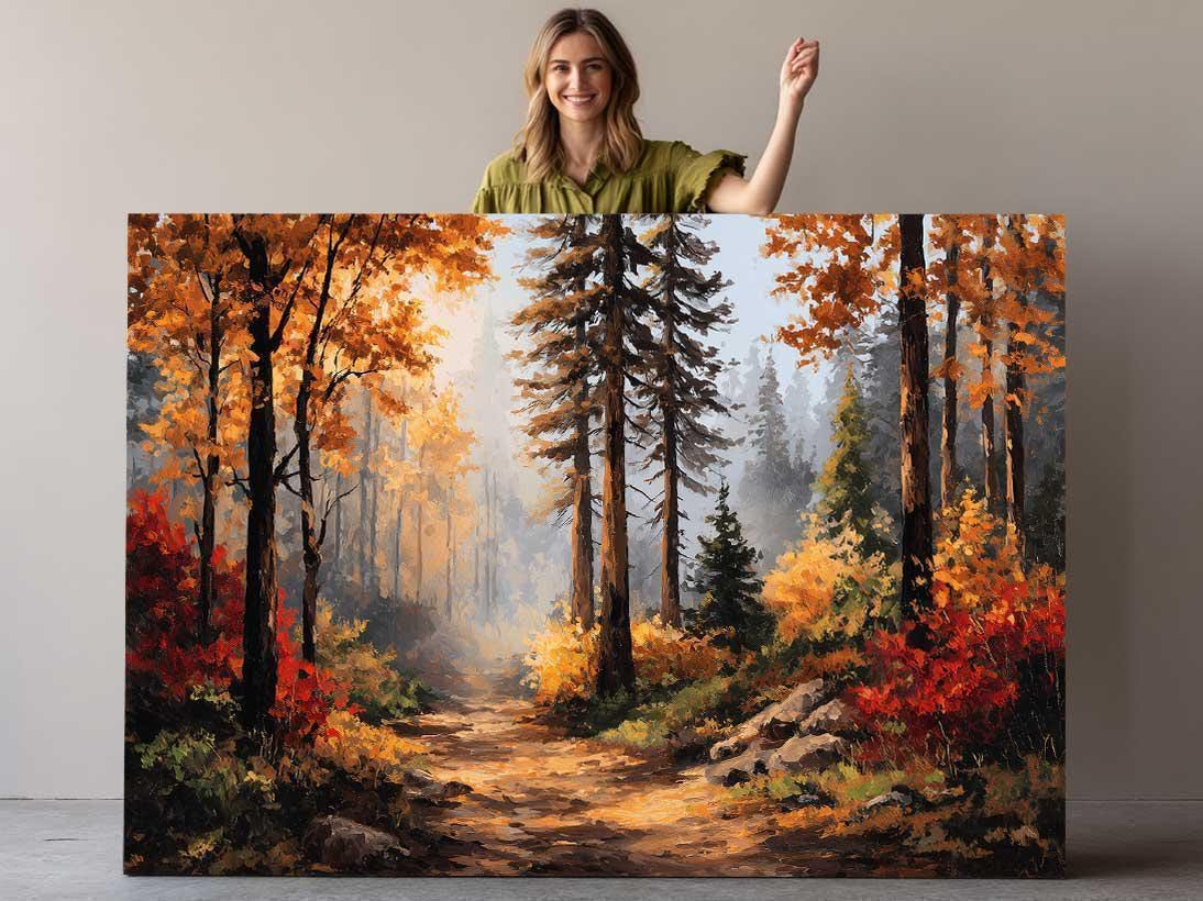 Autumn Forest Path Canvas Wall Art