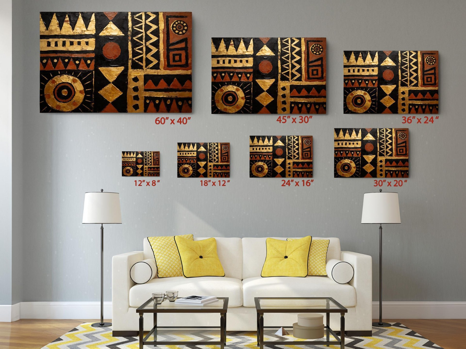 Black and Gold African Pattern Canvas Wall Art