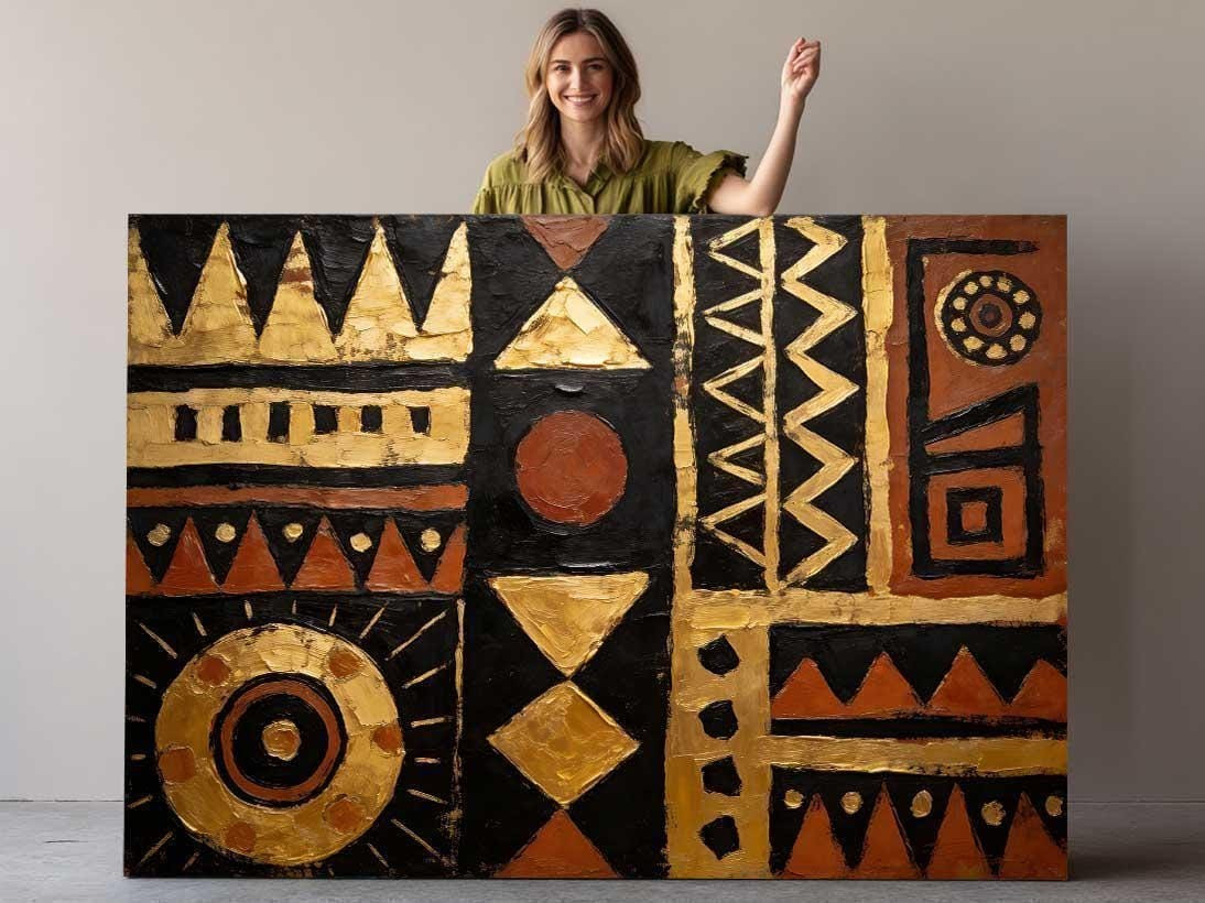 Black and Gold African Pattern Canvas Wall Art