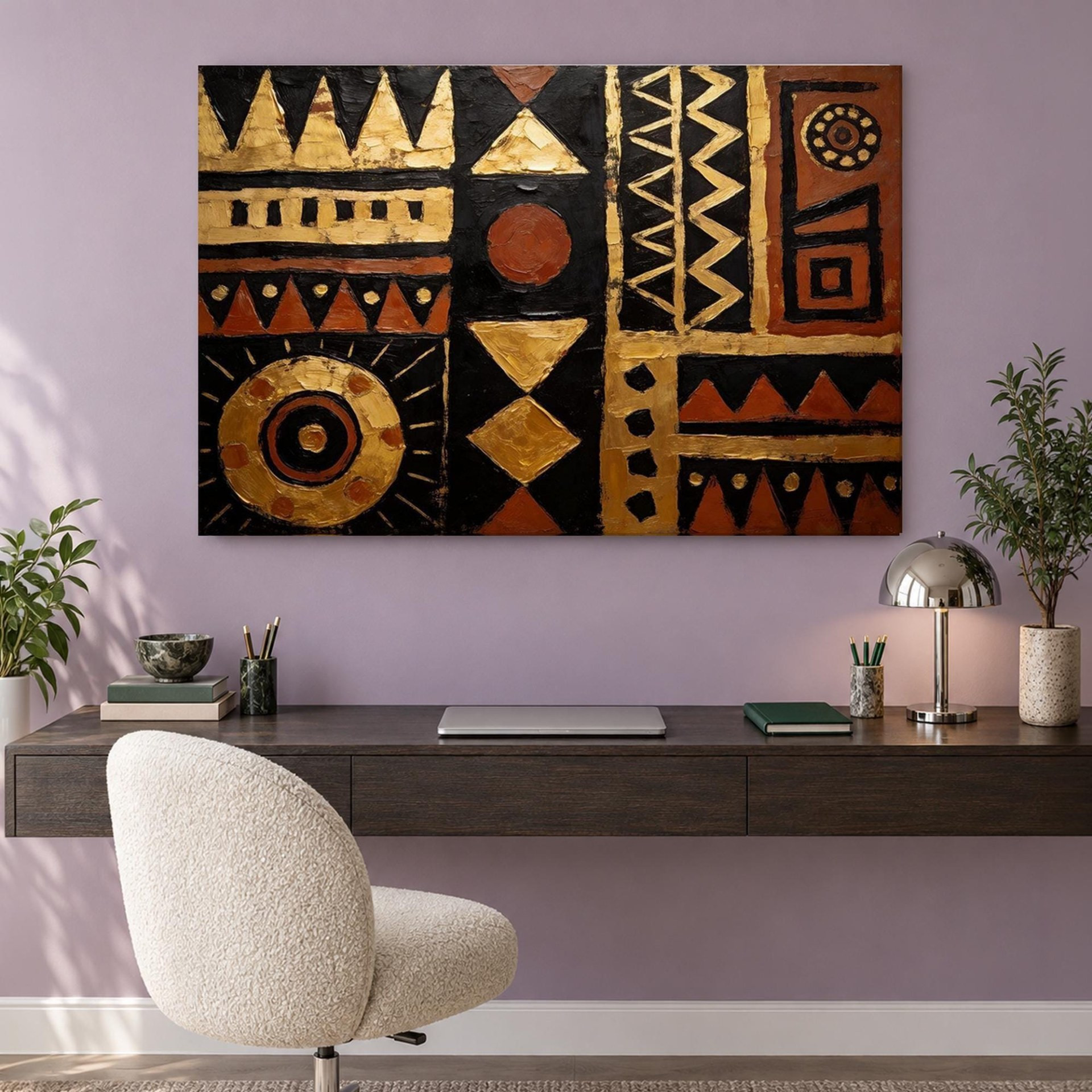 Black and Gold African Pattern Canvas Wall Art