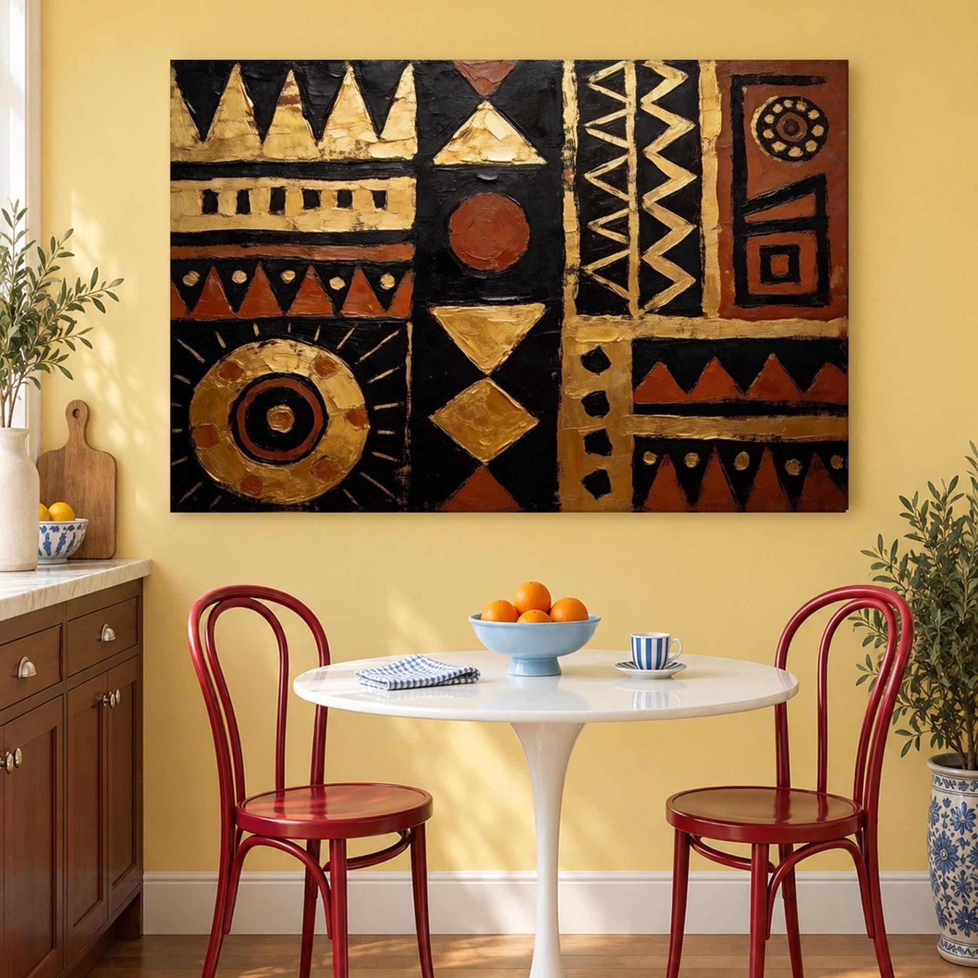 Black and Gold African Pattern Canvas Wall Art